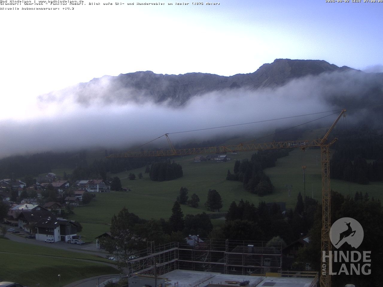 Archiv Foto Webcam Sicht vom Kinderhotel Oberjoch aus auf das Skigebiet gegenüber