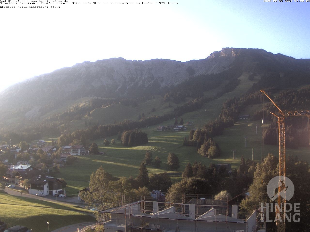 Archiv Foto Webcam Sicht vom Kinderhotel Oberjoch aus auf das Skigebiet gegenüber