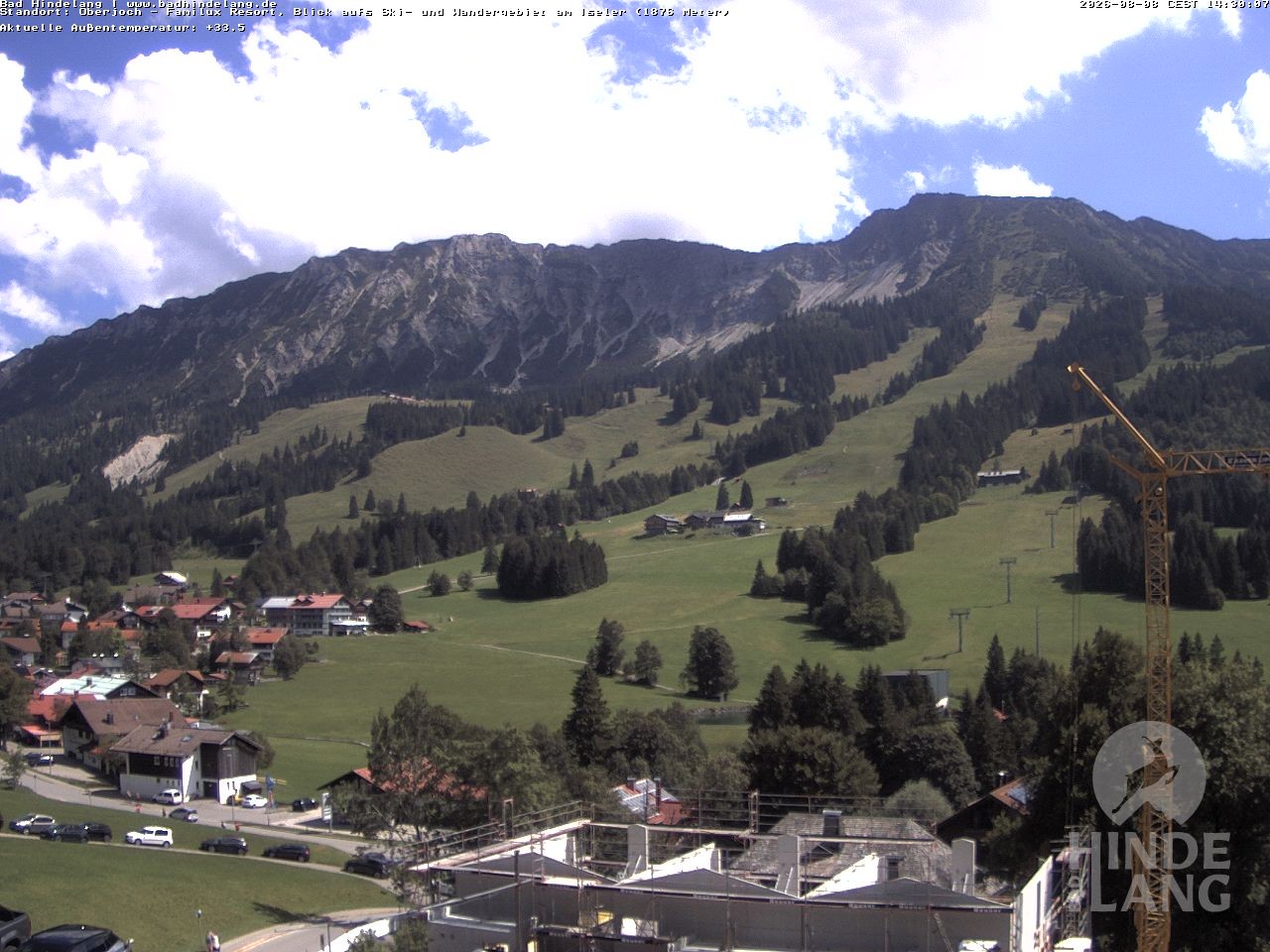 Archiv Foto Webcam Sicht vom Kinderhotel Oberjoch aus auf das Skigebiet gegenüber
