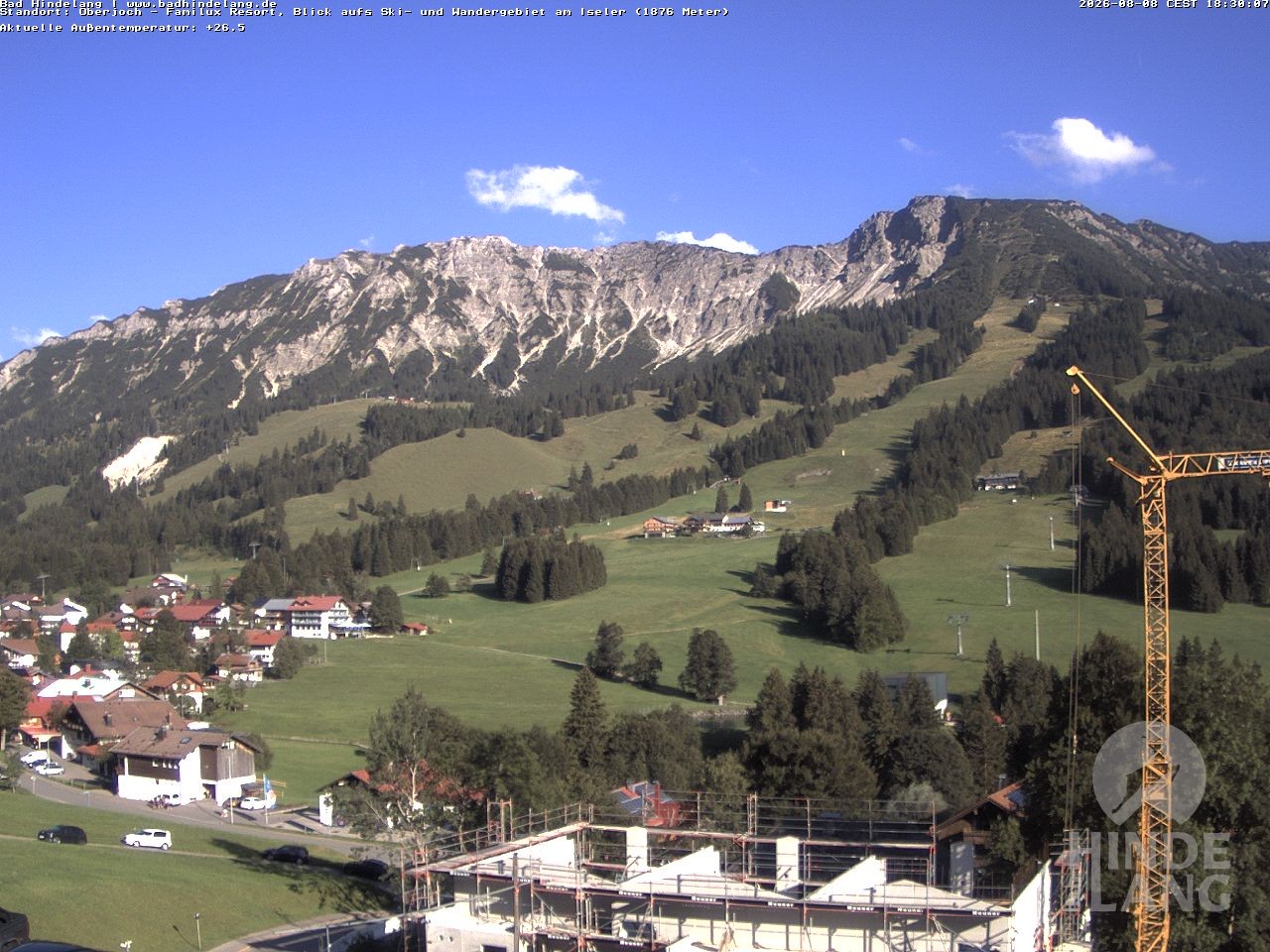 Archiv Foto Webcam Sicht vom Kinderhotel Oberjoch aus auf das Skigebiet gegenüber