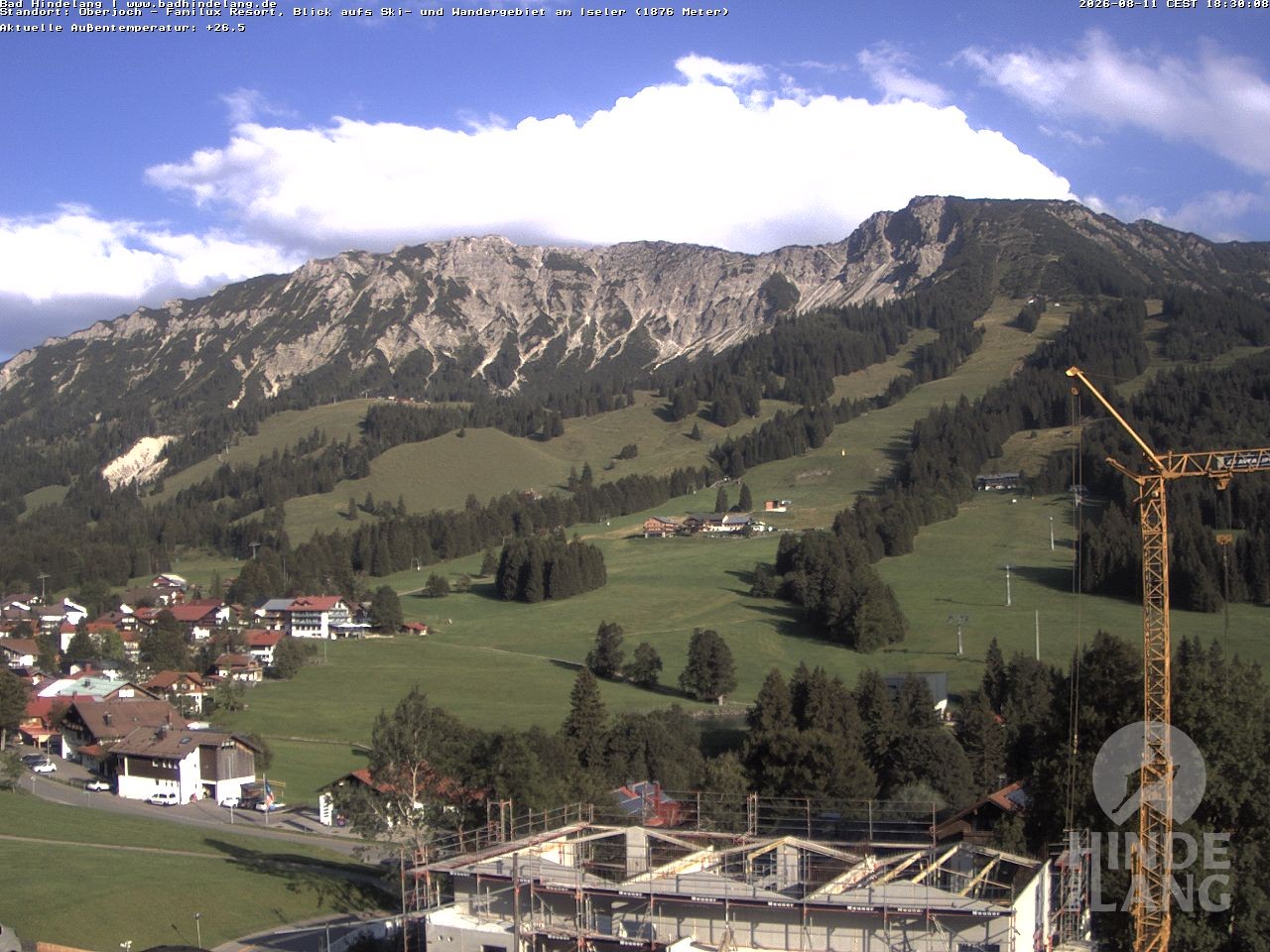 Archiv Foto Webcam Sicht vom Kinderhotel Oberjoch aus auf das Skigebiet gegenüber