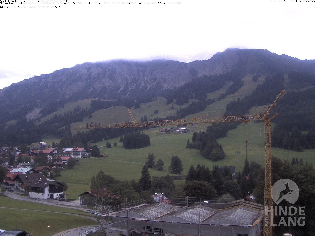 Archived image Webcam View of the kids hotel Oberjoch at the slopes in front