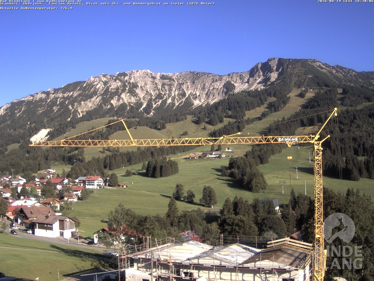 Archiv Foto Webcam Sicht vom Kinderhotel Oberjoch aus auf das Skigebiet gegenüber