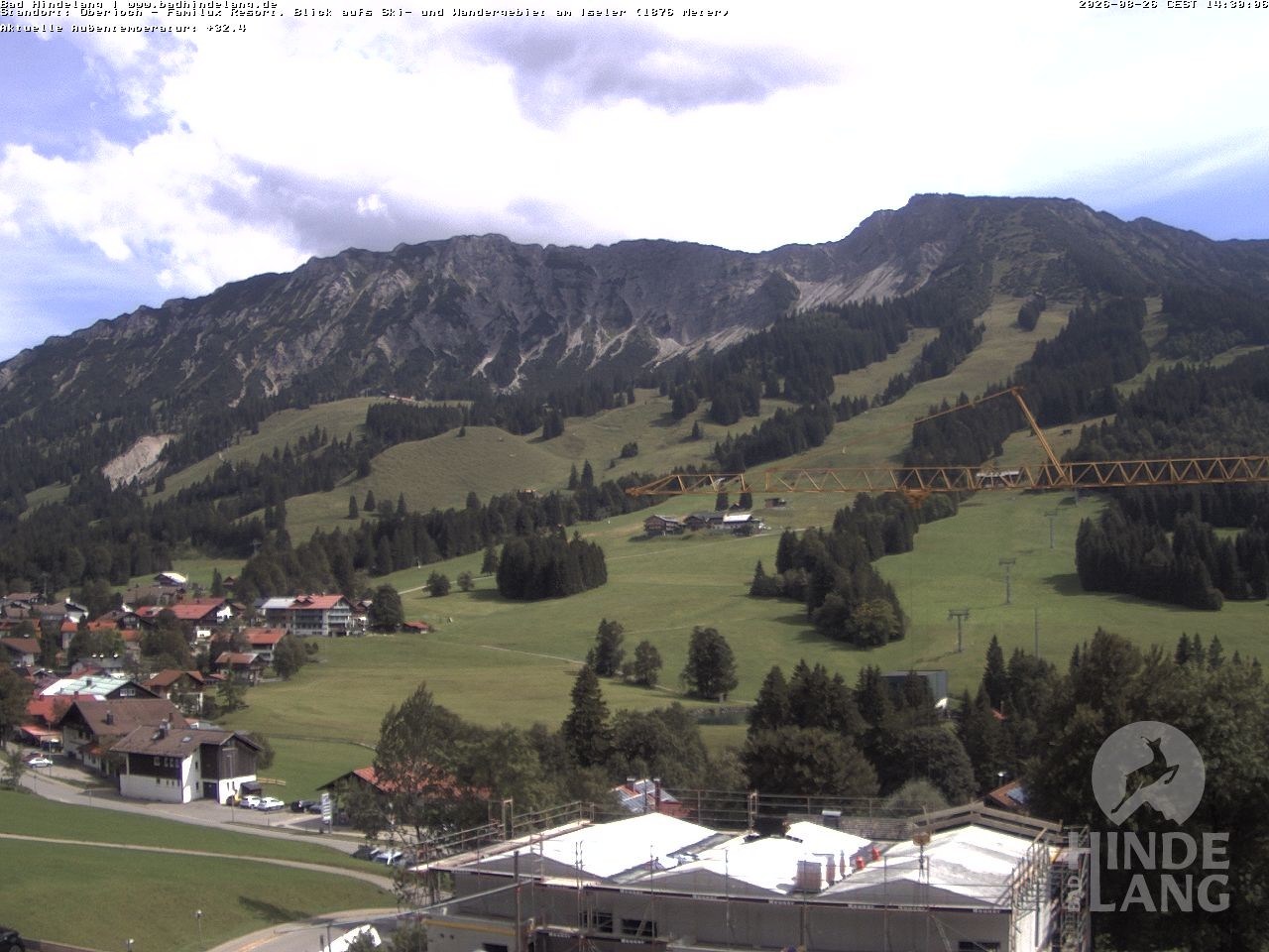 Archived image Webcam View of the kids hotel Oberjoch at the slopes in front