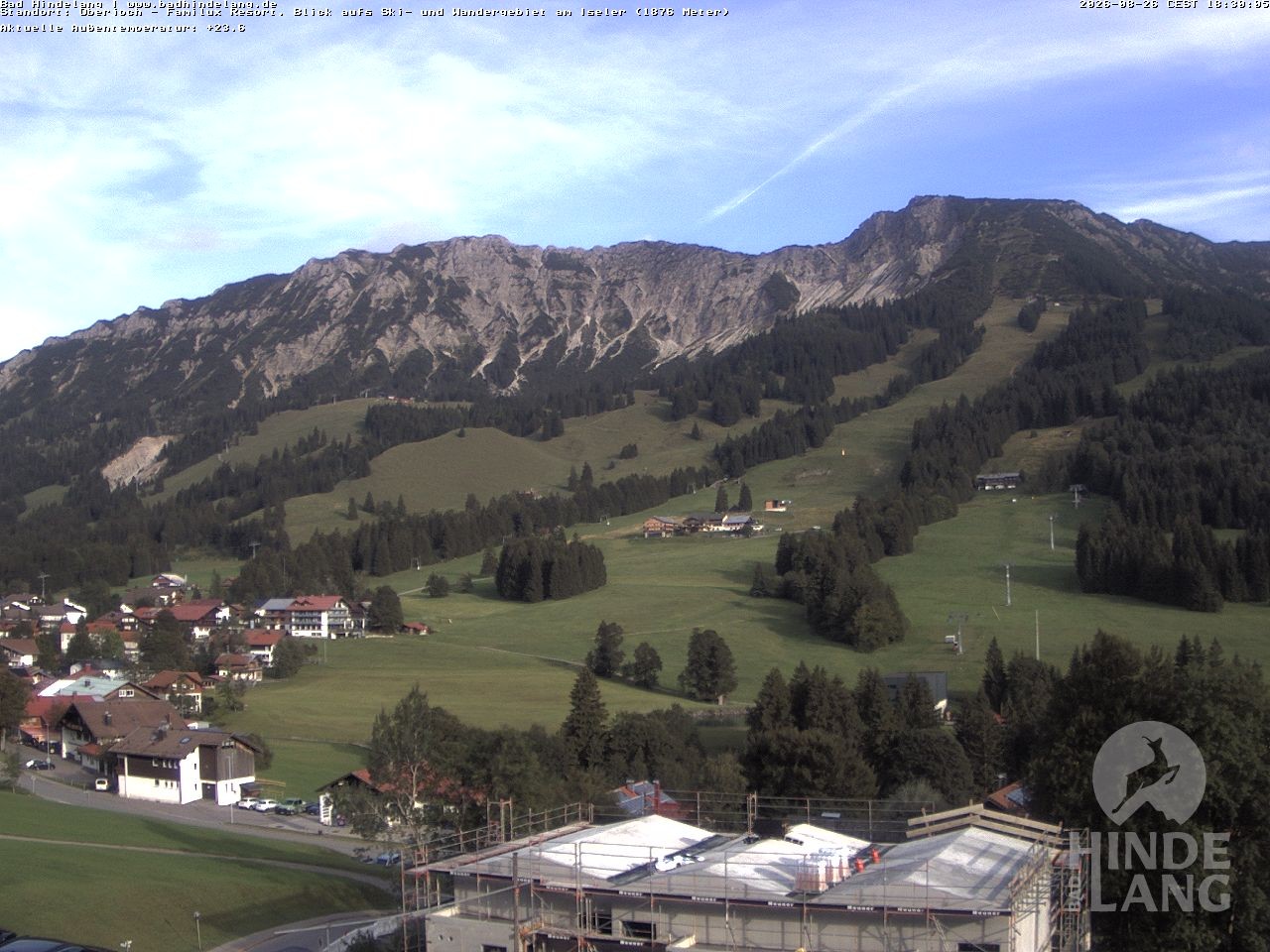 Archived image Webcam View of the kids hotel Oberjoch at the slopes in front