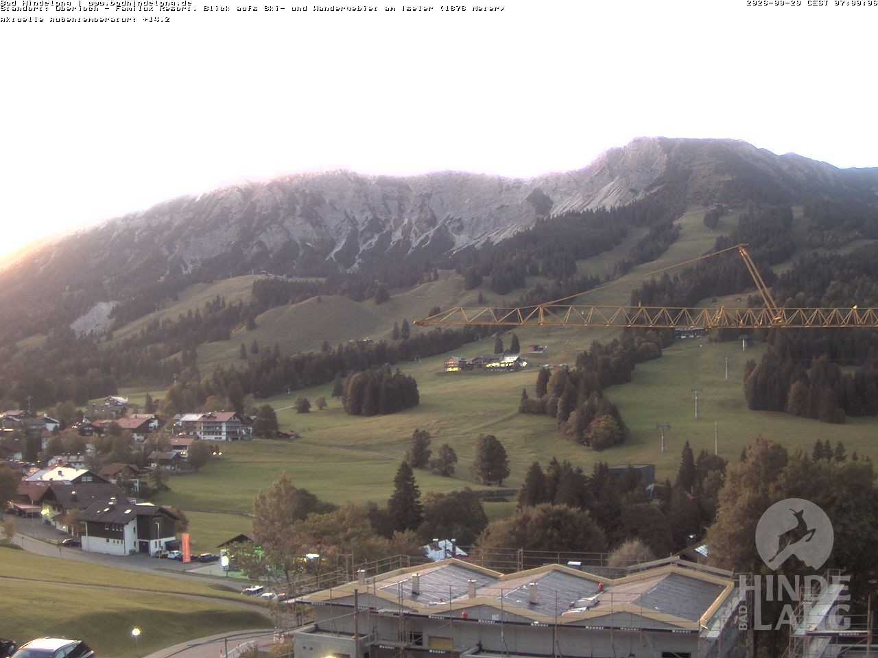 Archiv Foto Webcam Sicht vom Kinderhotel Oberjoch aus auf das Skigebiet gegenüber