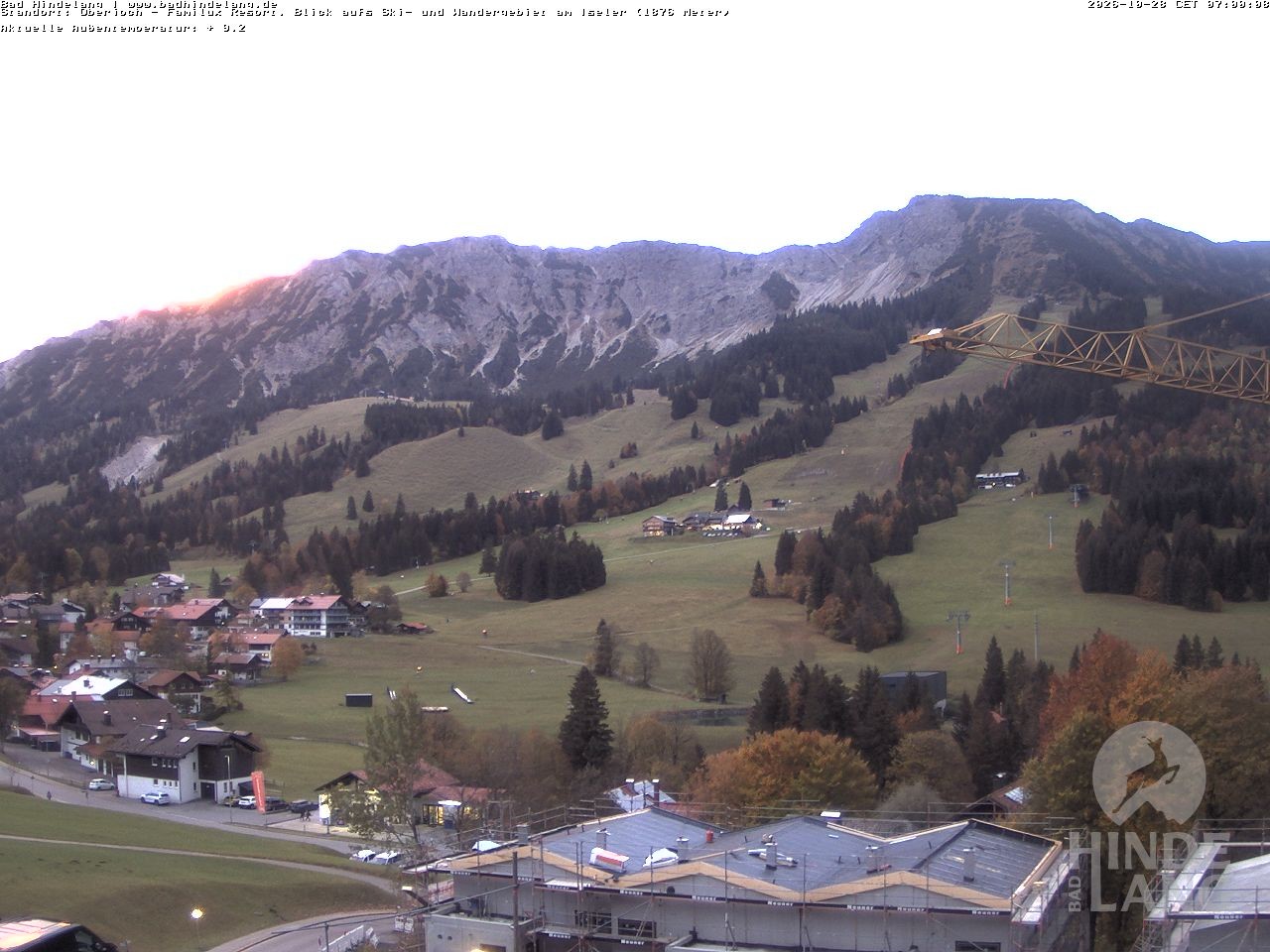 Archiv Foto Webcam Sicht vom Kinderhotel Oberjoch aus auf das Skigebiet gegenüber