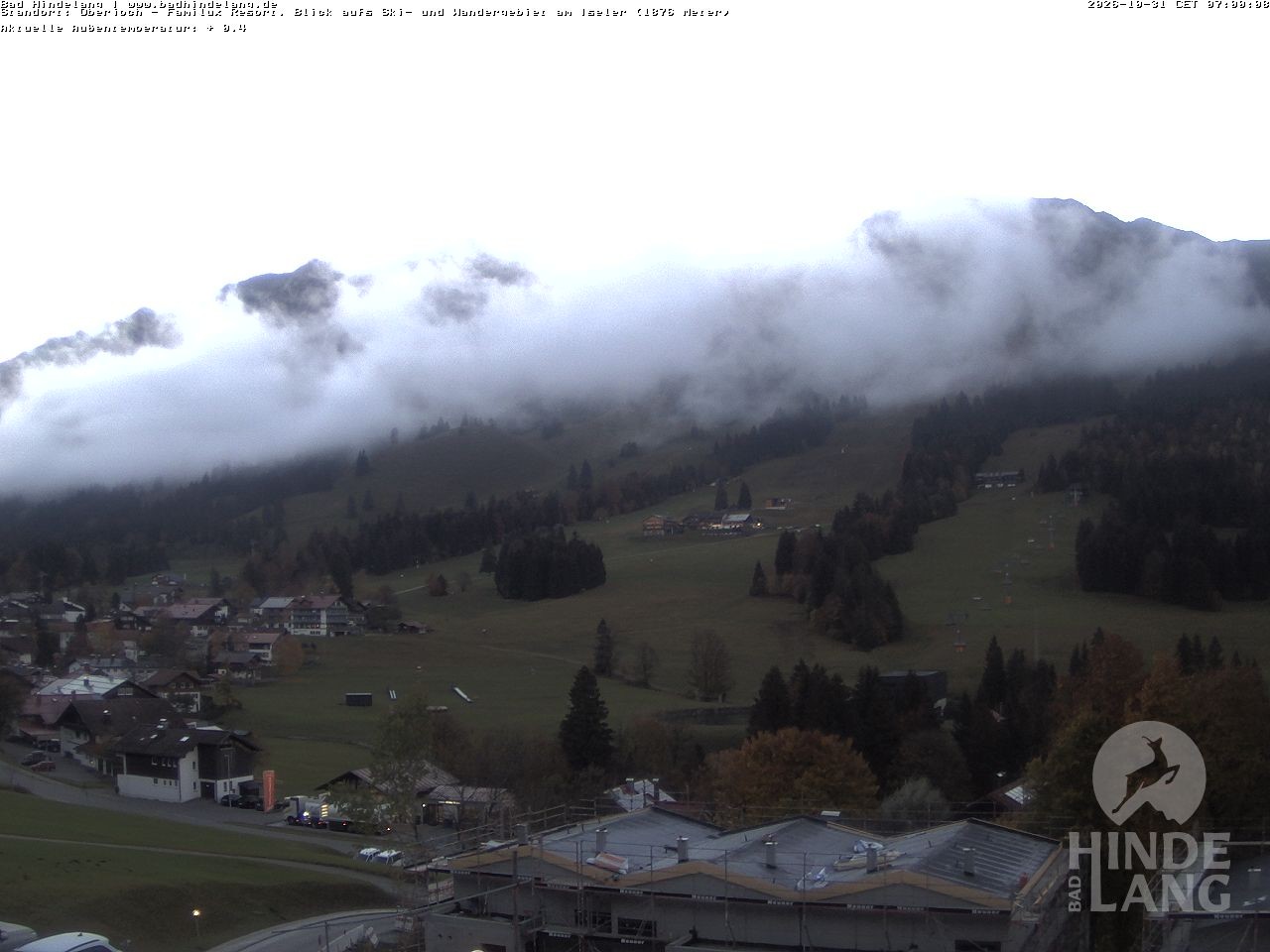 Archived image Webcam View of the kids hotel Oberjoch at the slopes in front