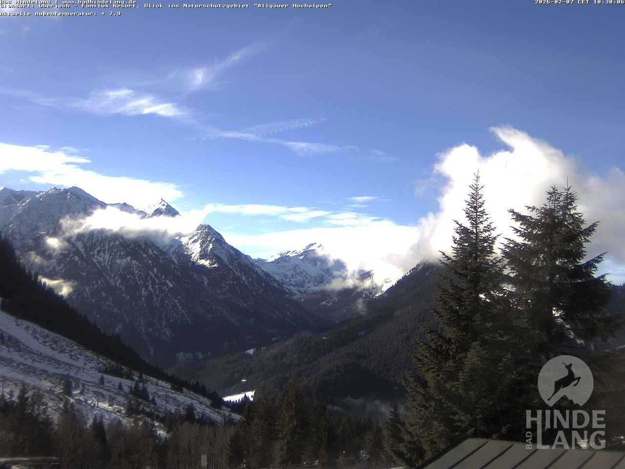 Archived image Webcam Kids hotel Oberjoch: view at the nature reseve "Allgäuer Hochalpen"