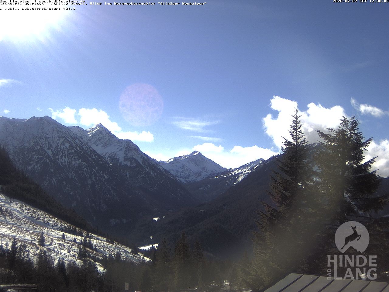 Archived image Webcam Kids hotel Oberjoch: view at the nature reseve "Allgäuer Hochalpen"