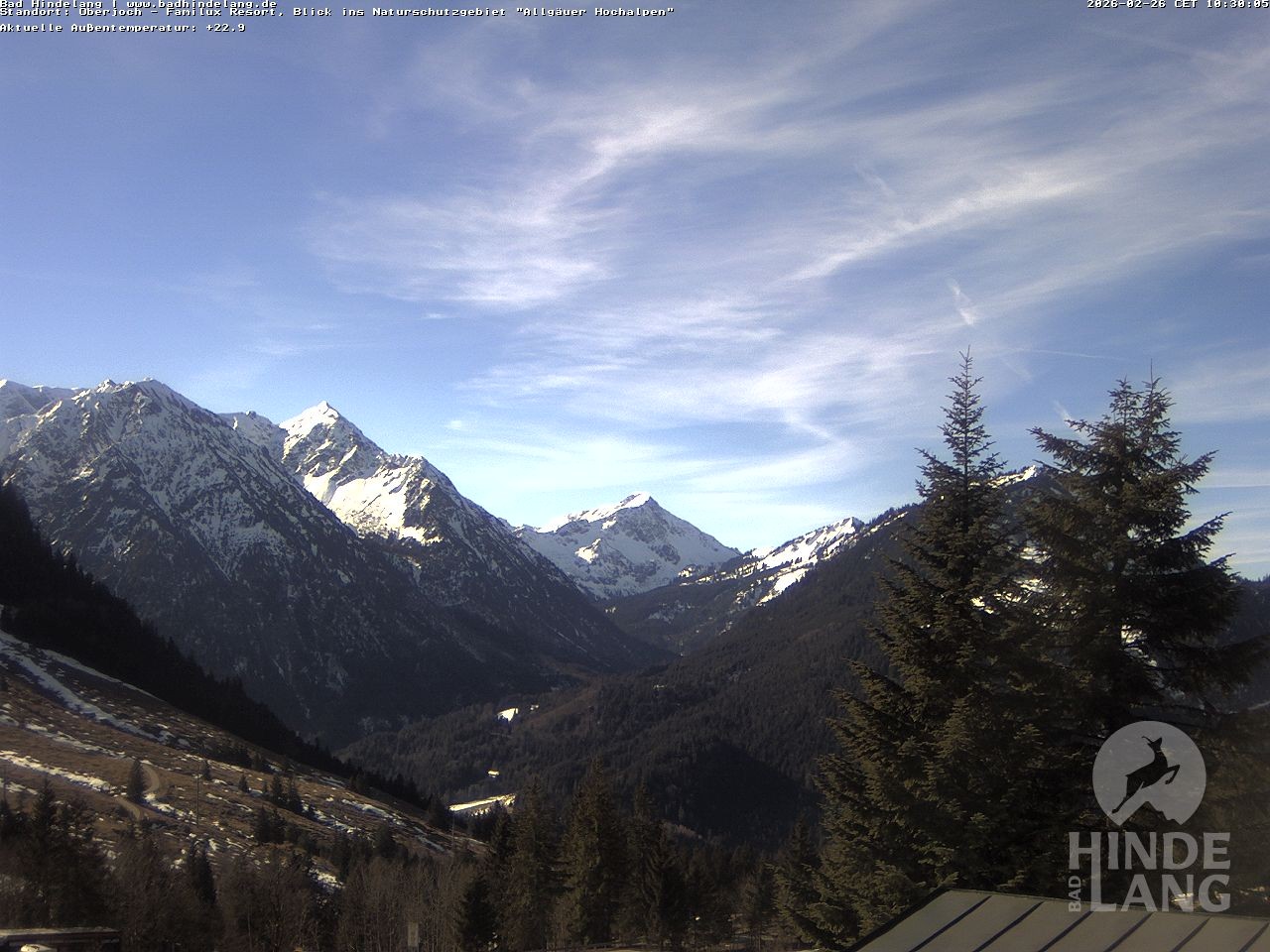 Archived image Webcam Kids hotel Oberjoch: view at the nature reseve "Allgäuer Hochalpen"