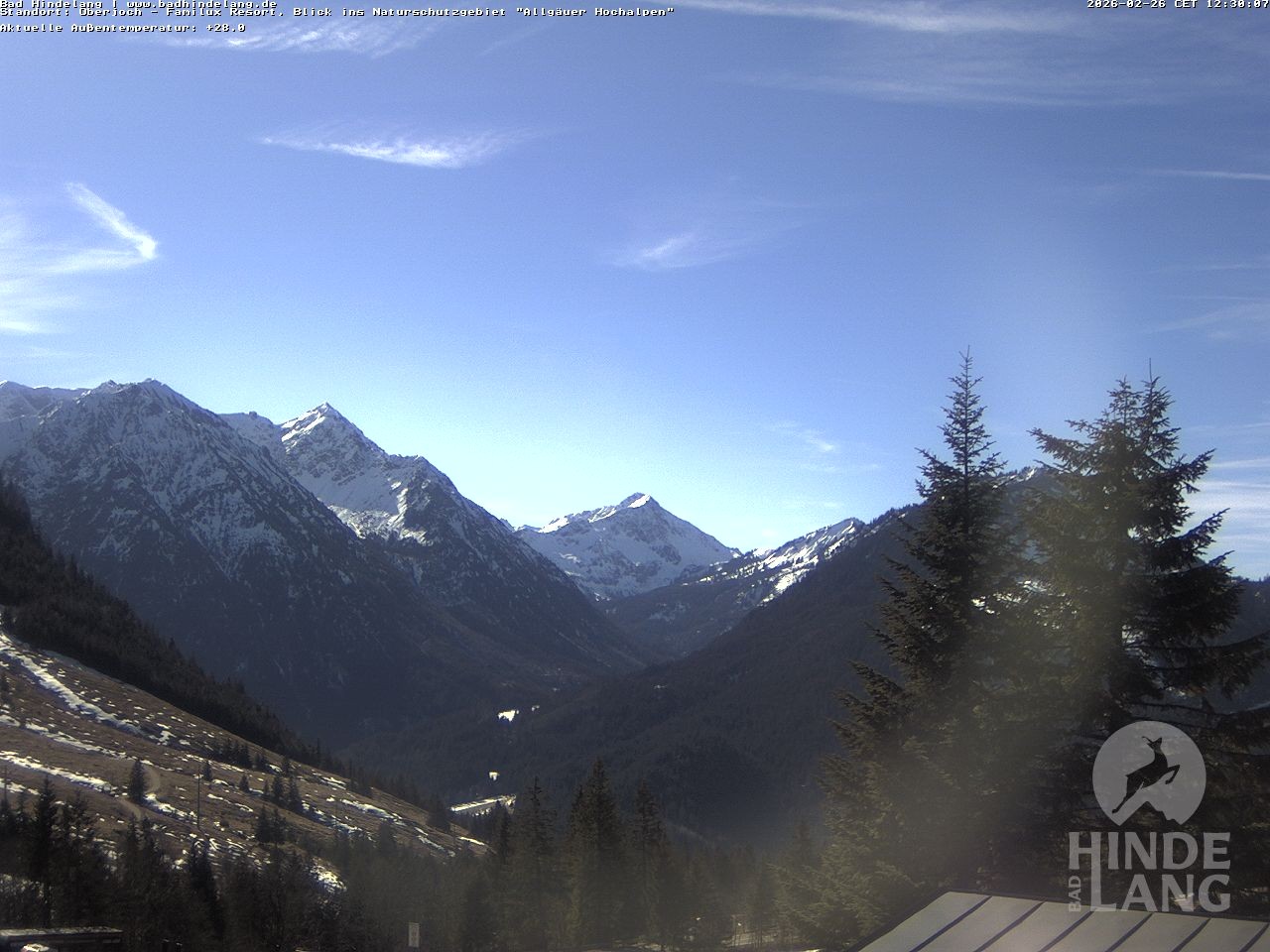Archived image Webcam Kids hotel Oberjoch: view at the nature reseve "Allgäuer Hochalpen"