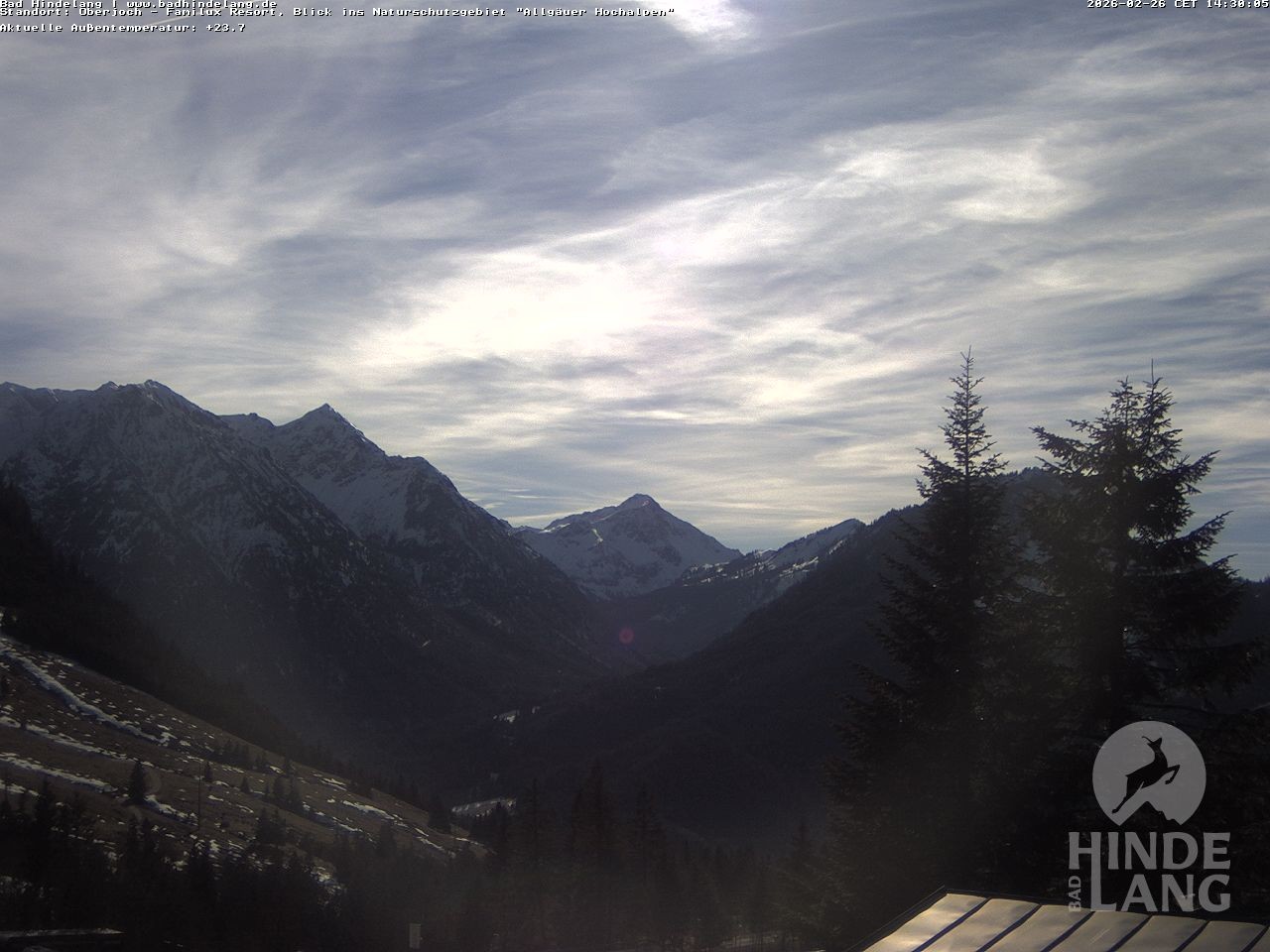 Archived image Webcam Kids hotel Oberjoch: view at the nature reseve "Allgäuer Hochalpen"