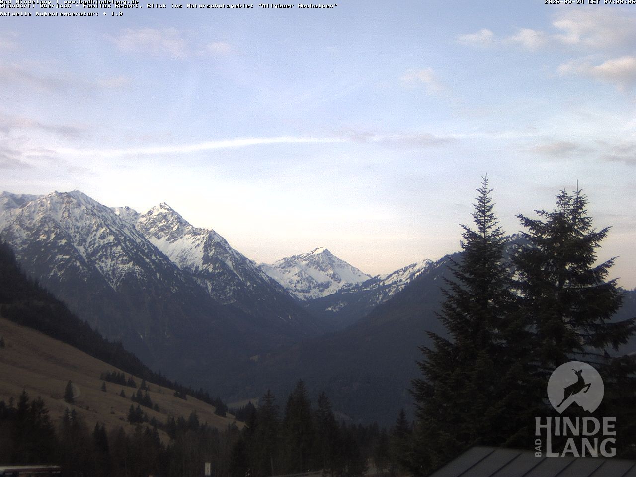 Archived image Webcam Kids hotel Oberjoch: view at the nature reseve "Allgäuer Hochalpen"