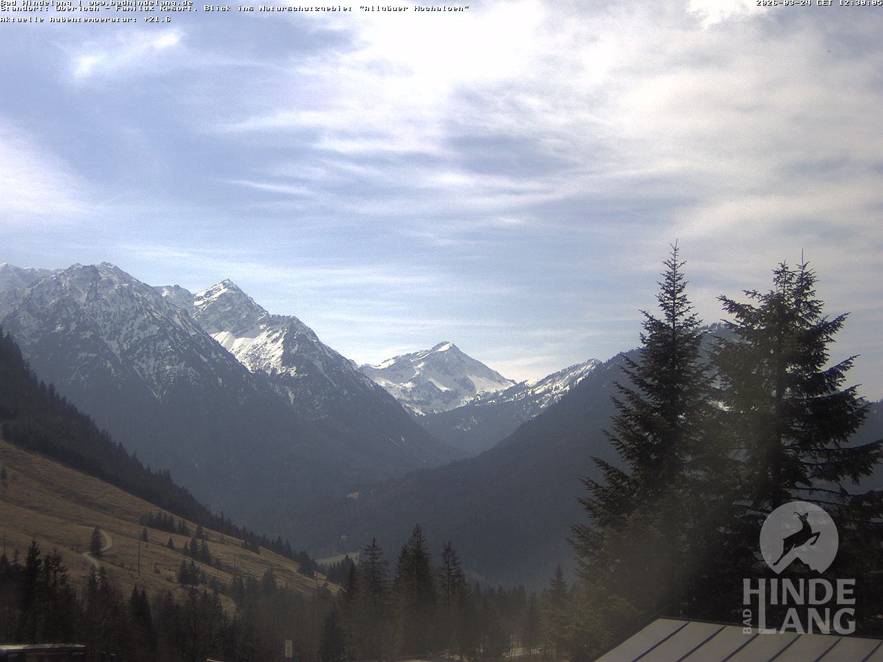 Archived image Webcam Kids hotel Oberjoch: view at the nature reseve "Allgäuer Hochalpen"