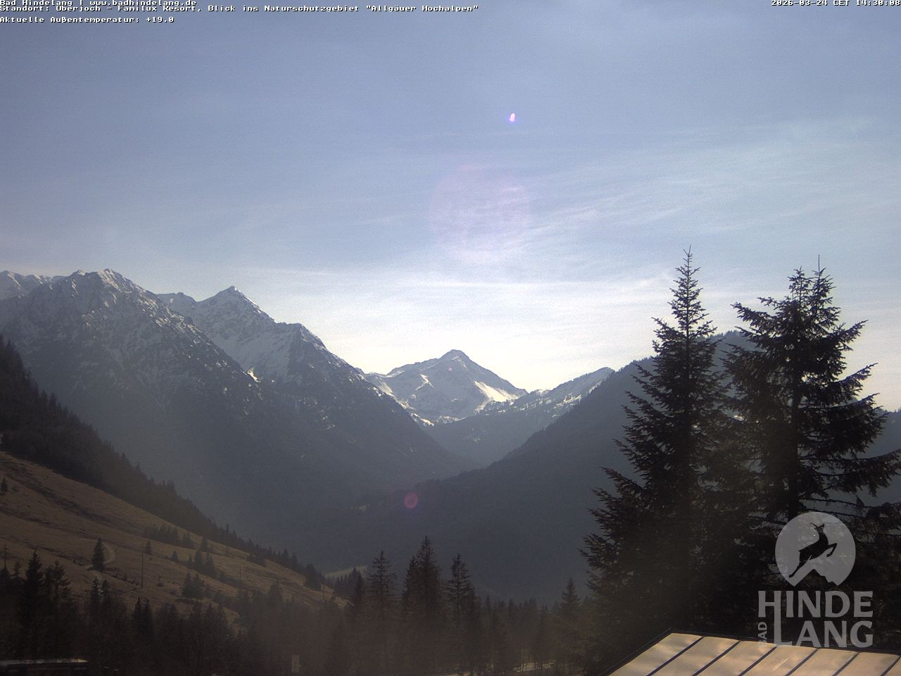 Archived image Webcam Kids hotel Oberjoch: view at the nature reseve "Allgäuer Hochalpen"