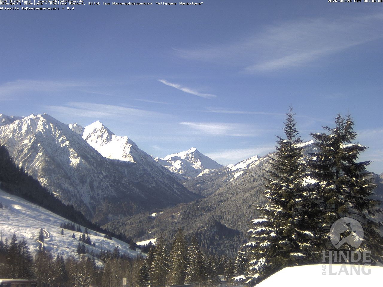 Archived image Webcam Kids hotel Oberjoch: view at the nature reseve "Allgäuer Hochalpen"