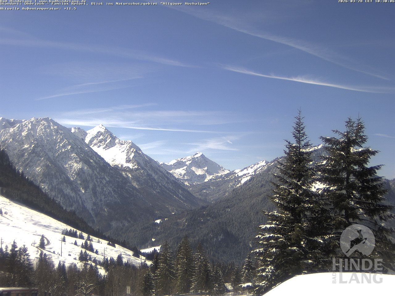 Archived image Webcam Kids hotel Oberjoch: view at the nature reseve "Allgäuer Hochalpen"