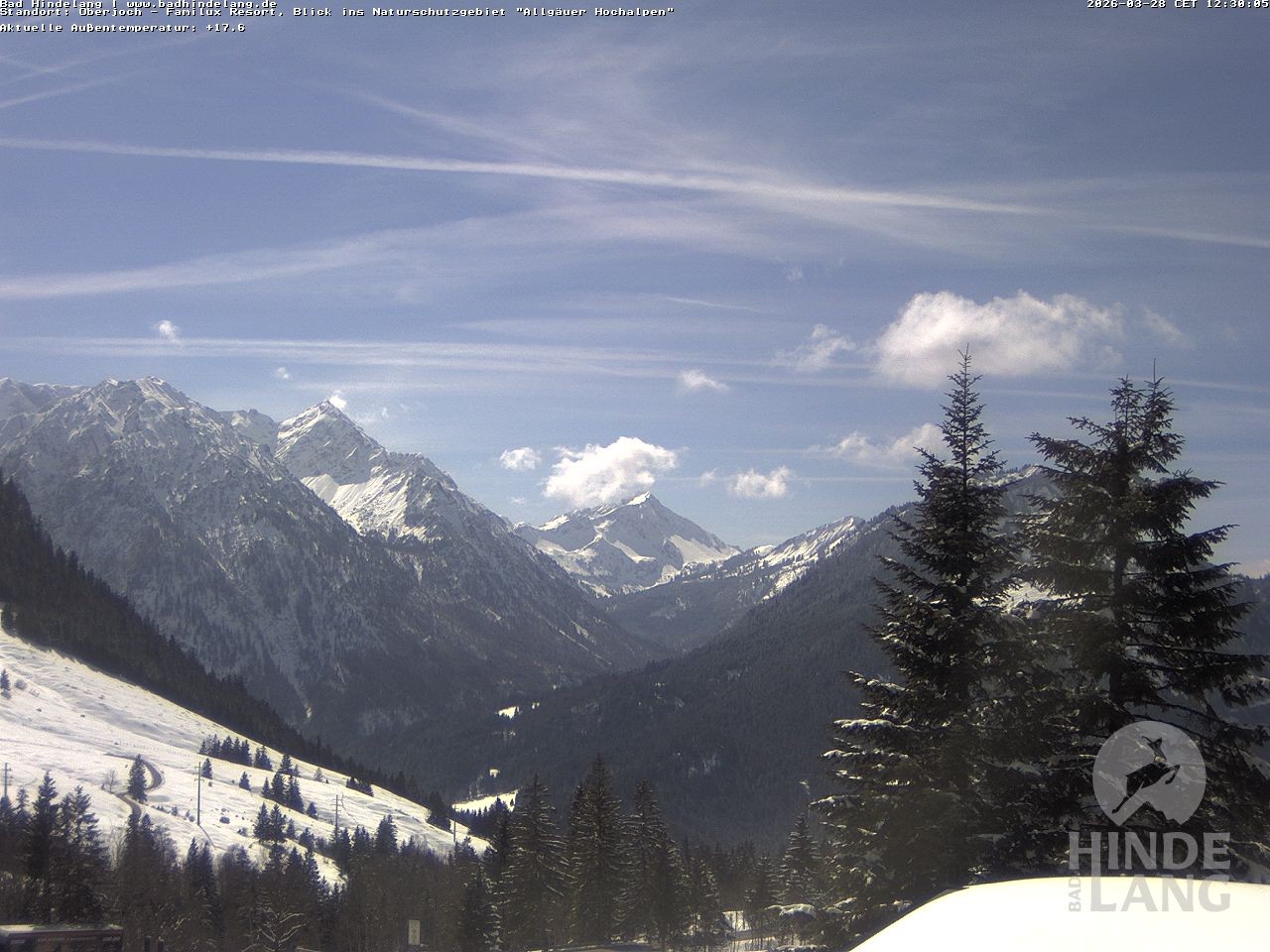 Archived image Webcam Kids hotel Oberjoch: view at the nature reseve "Allgäuer Hochalpen"