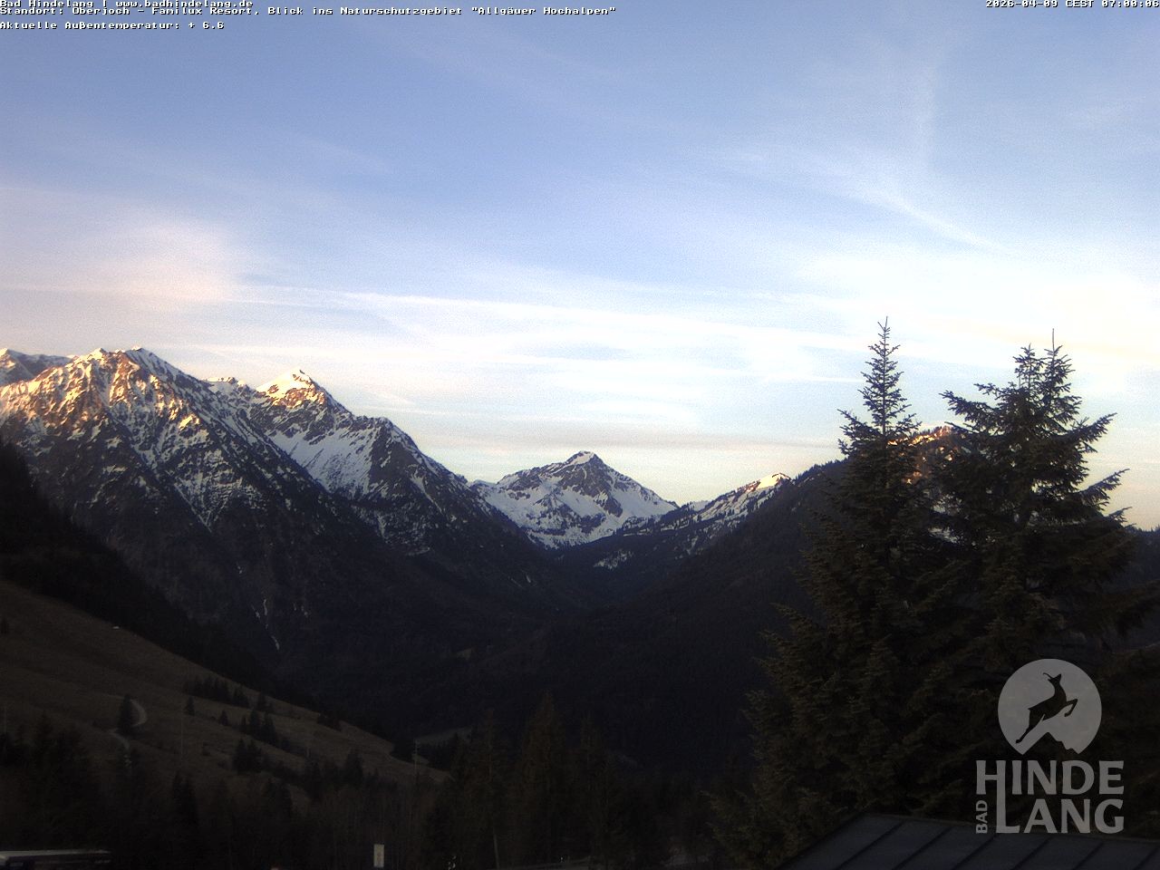 Archived image Webcam Kids hotel Oberjoch: view at the nature reseve "Allgäuer Hochalpen"
