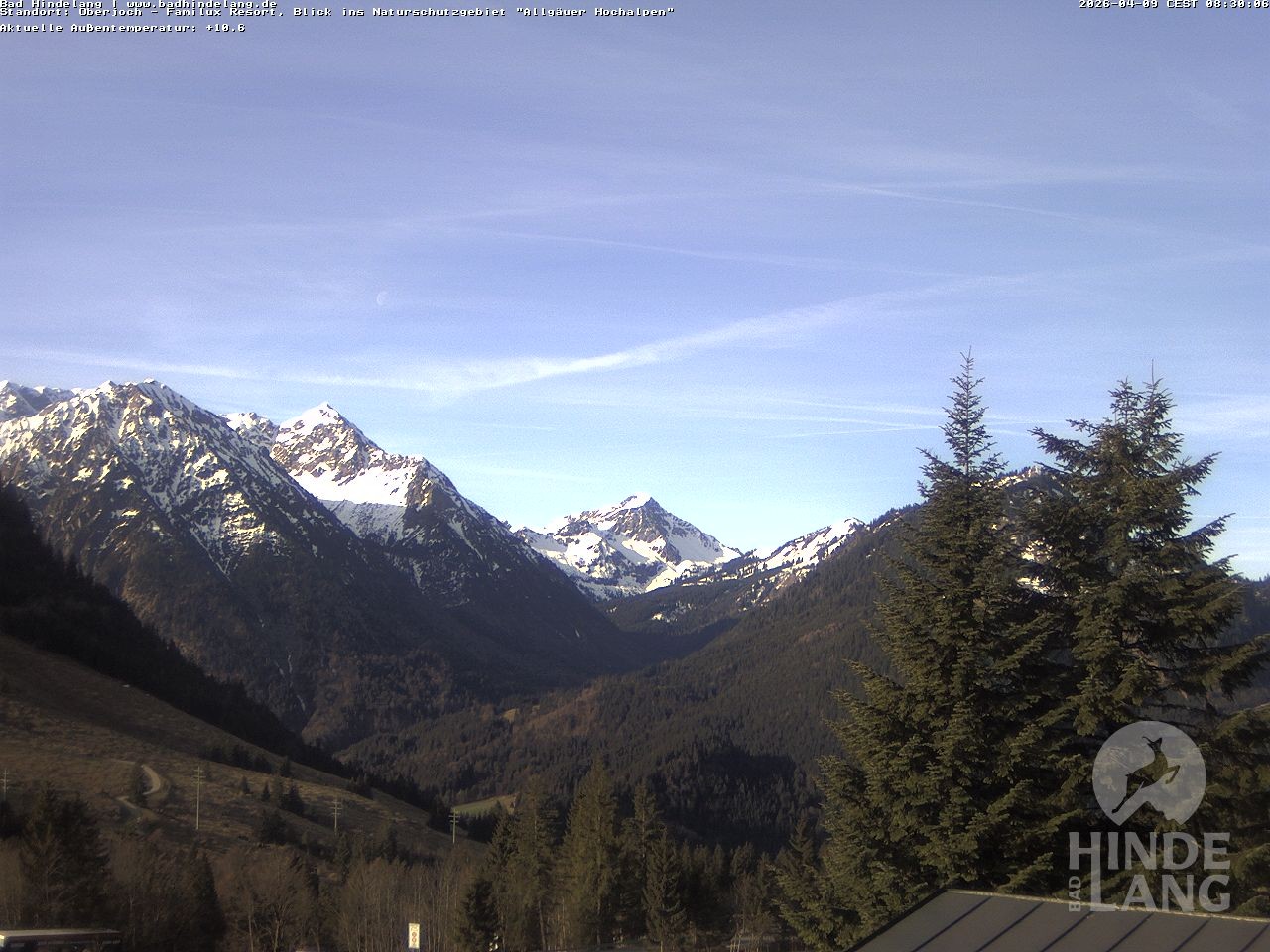 Archived image Webcam Kids hotel Oberjoch: view at the nature reseve "Allgäuer Hochalpen"