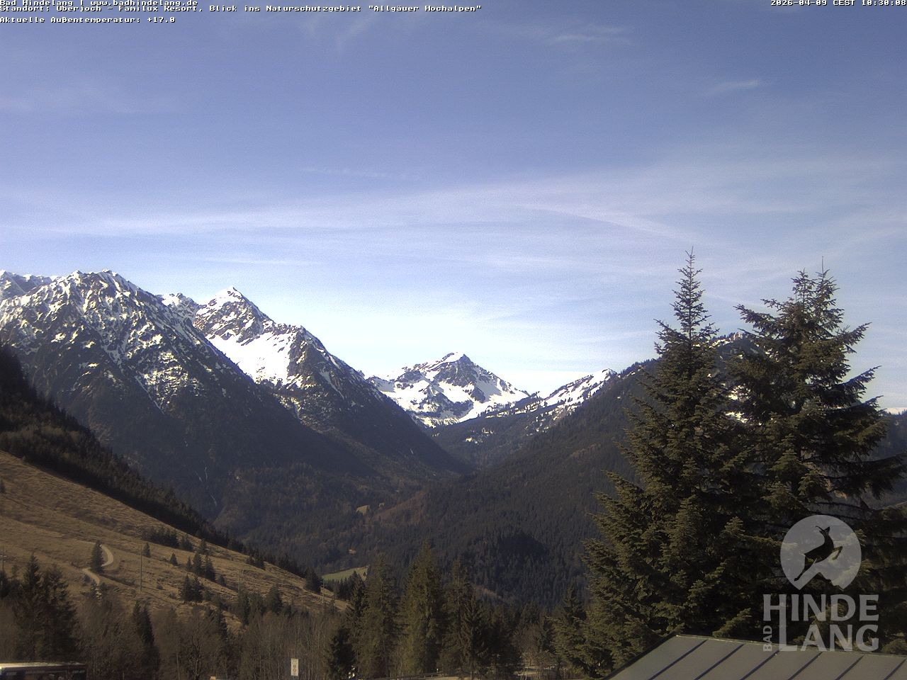 Archived image Webcam Kids hotel Oberjoch: view at the nature reseve "Allgäuer Hochalpen"