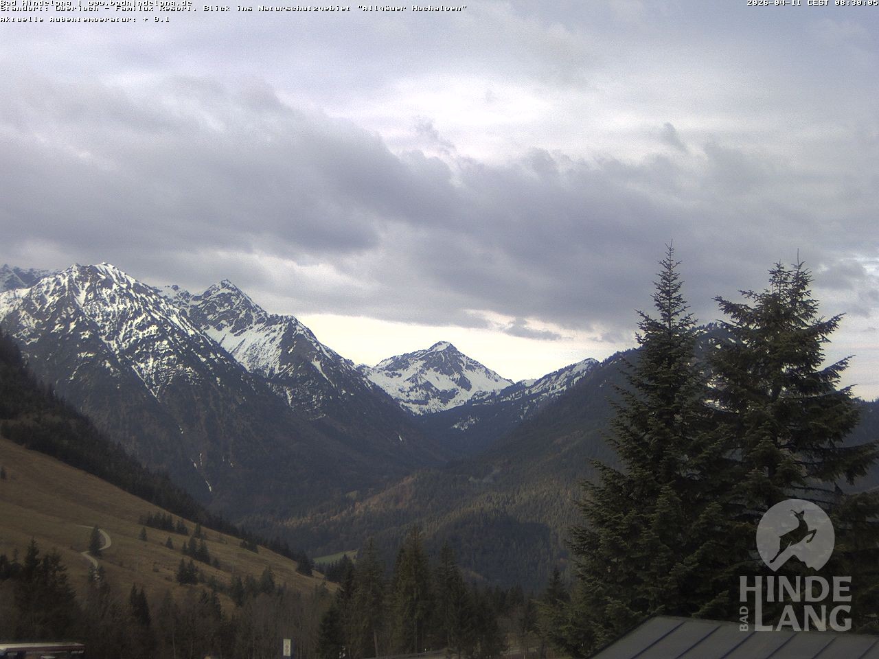 Archived image Webcam Kids hotel Oberjoch: view at the nature reseve "Allgäuer Hochalpen"