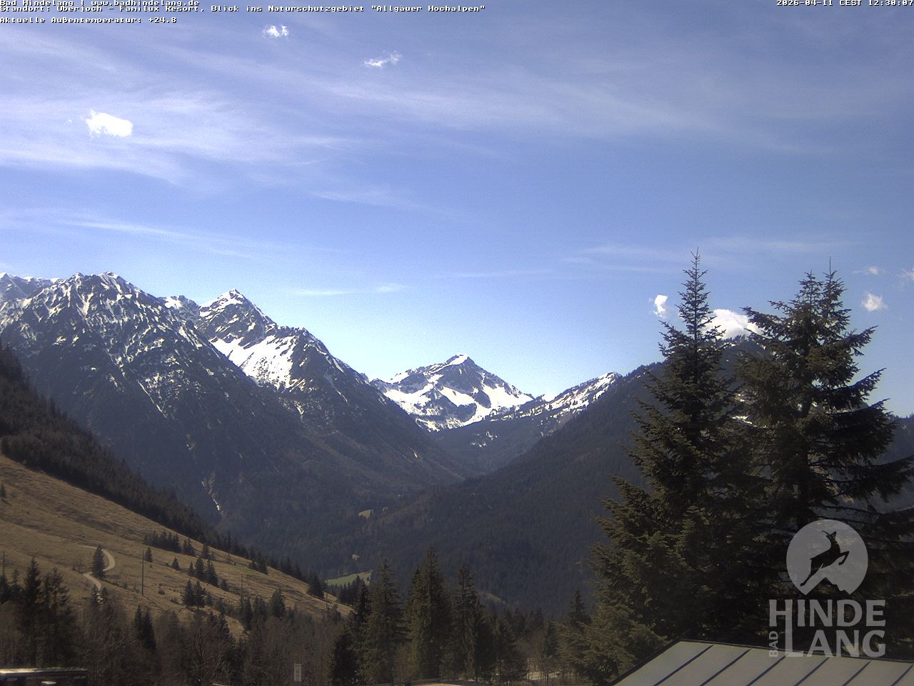 Archived image Webcam Kids hotel Oberjoch: view at the nature reseve "Allgäuer Hochalpen"