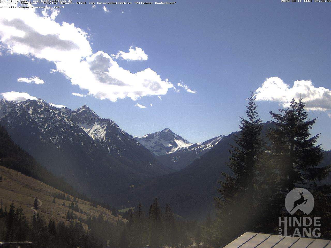 Archived image Webcam Kids hotel Oberjoch: view at the nature reseve "Allgäuer Hochalpen"