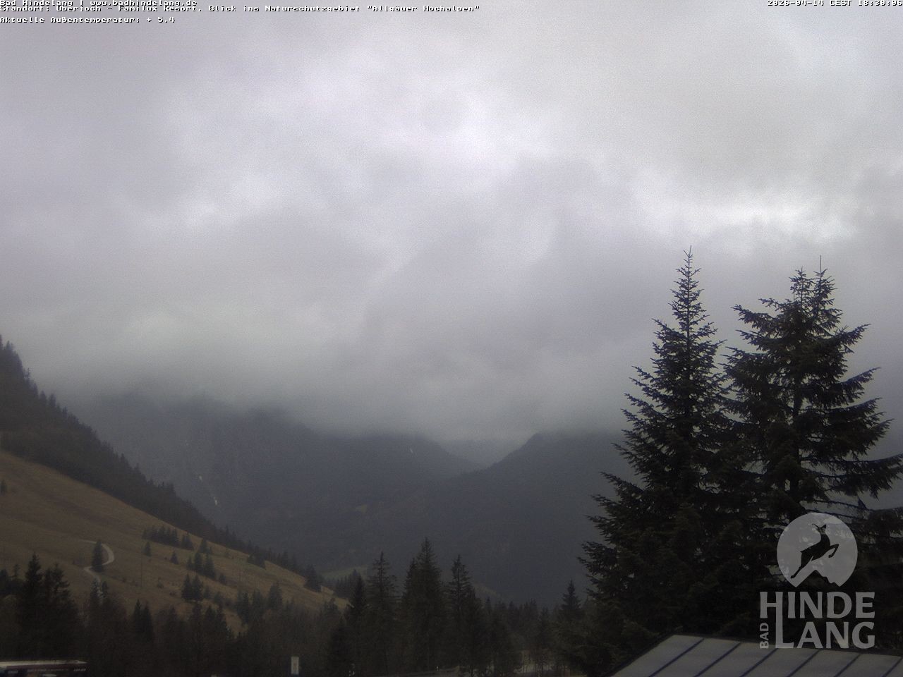 Archived image Webcam Kids hotel Oberjoch: view at the nature reseve "Allgäuer Hochalpen"