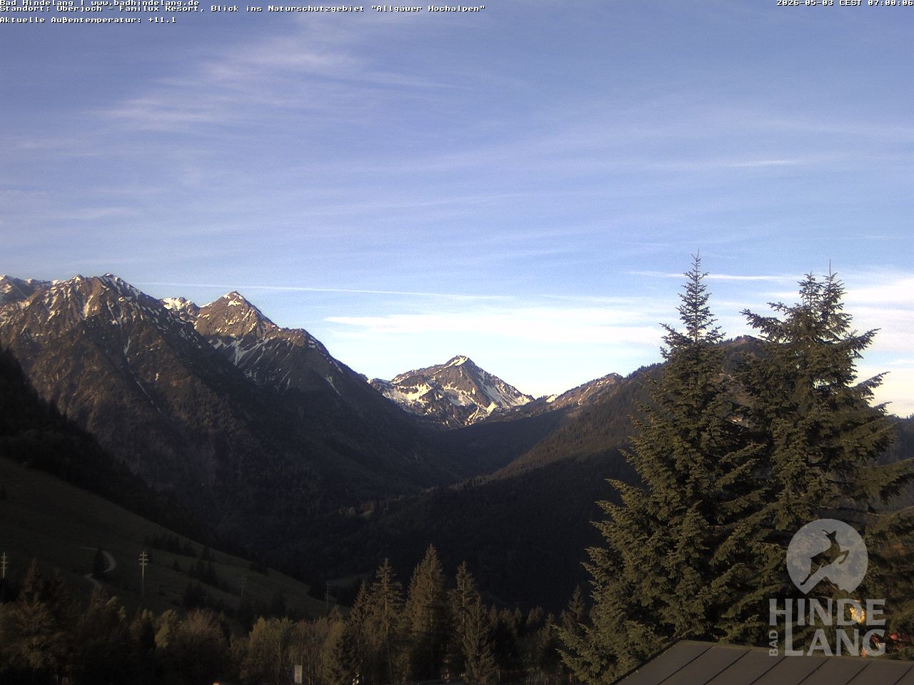 Archived image Webcam Kids hotel Oberjoch: view at the nature reseve "Allgäuer Hochalpen"