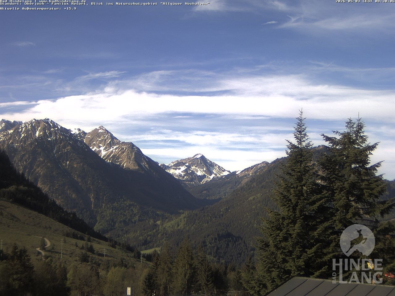 Archived image Webcam Kids hotel Oberjoch: view at the nature reseve "Allgäuer Hochalpen"