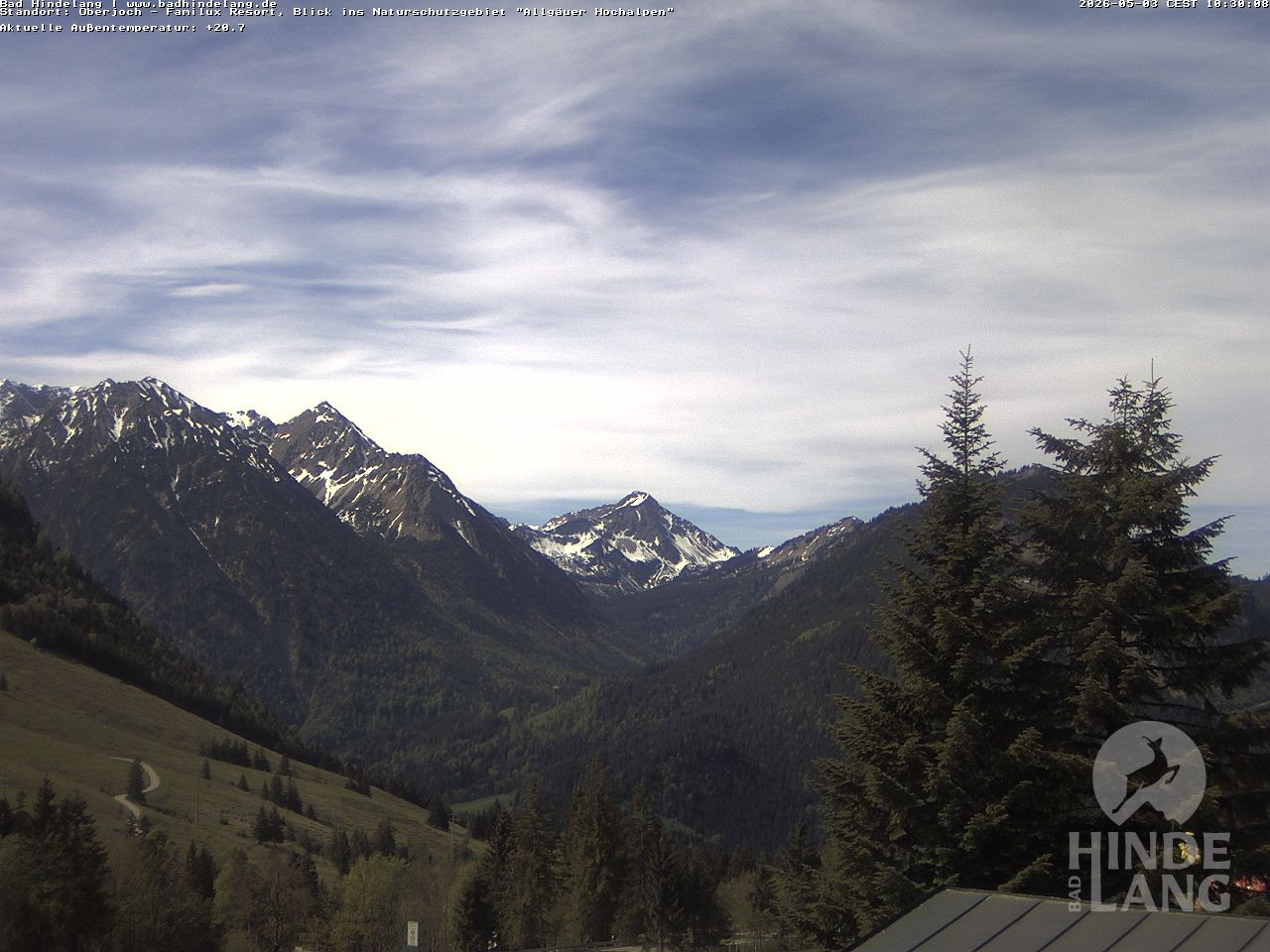 Archived image Webcam Kids hotel Oberjoch: view at the nature reseve "Allgäuer Hochalpen"