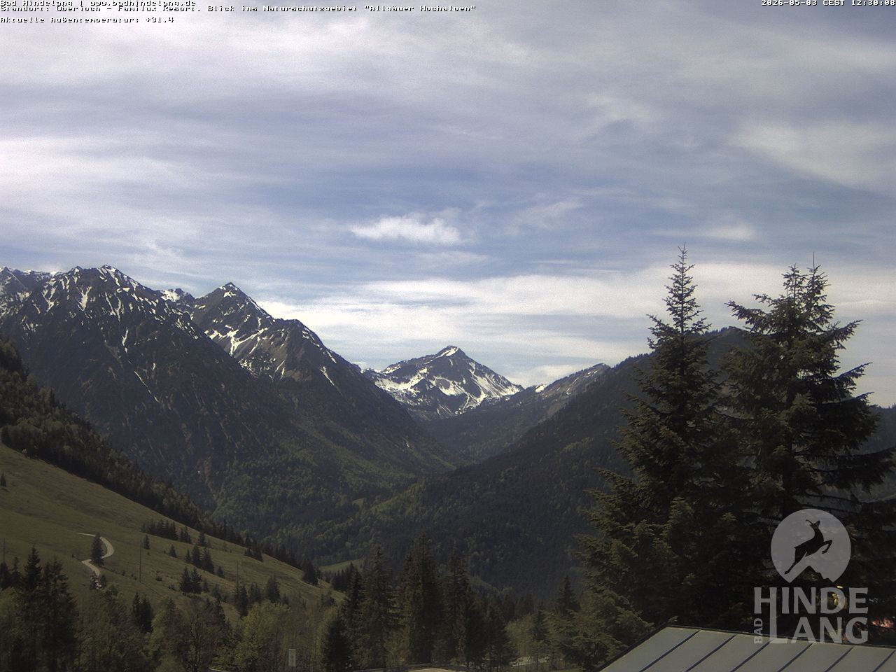Archived image Webcam Kids hotel Oberjoch: view at the nature reseve "Allgäuer Hochalpen"