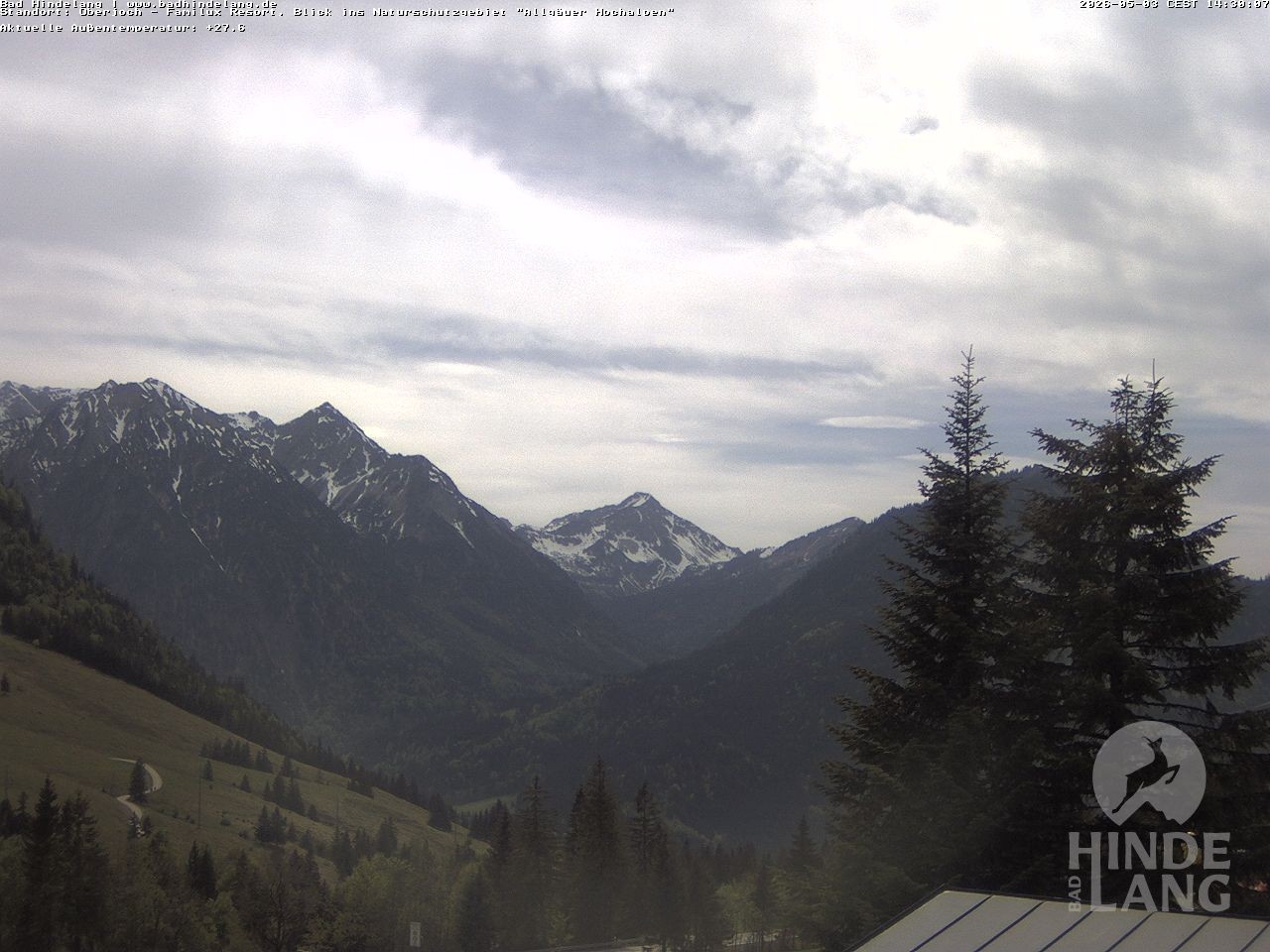 Archived image Webcam Kids hotel Oberjoch: view at the nature reseve "Allgäuer Hochalpen"