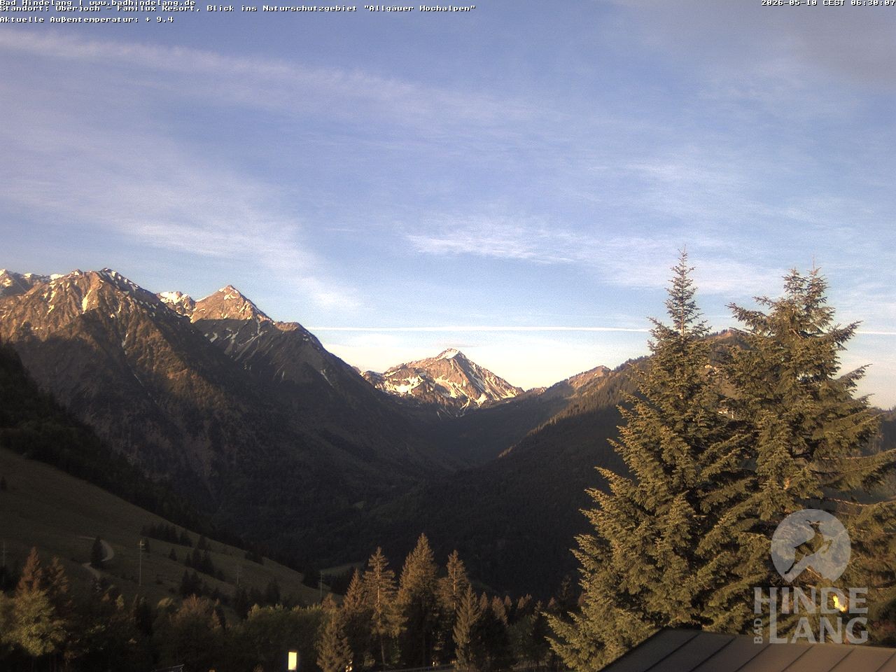 Archived image Webcam Kids hotel Oberjoch: view at the nature reseve "Allgäuer Hochalpen"