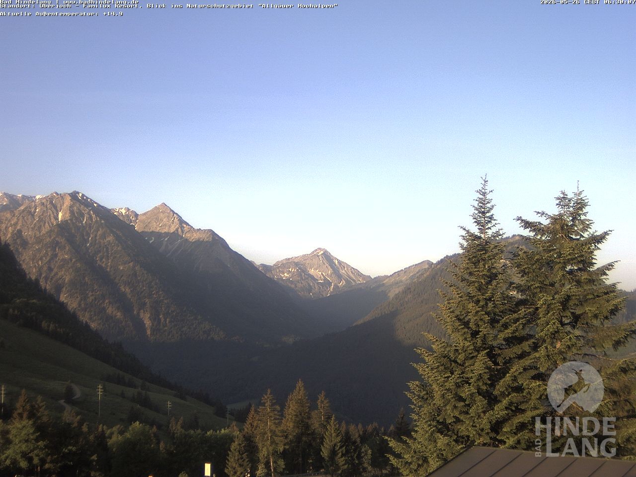 Archived image Webcam Kids hotel Oberjoch: view at the nature reseve "Allgäuer Hochalpen"