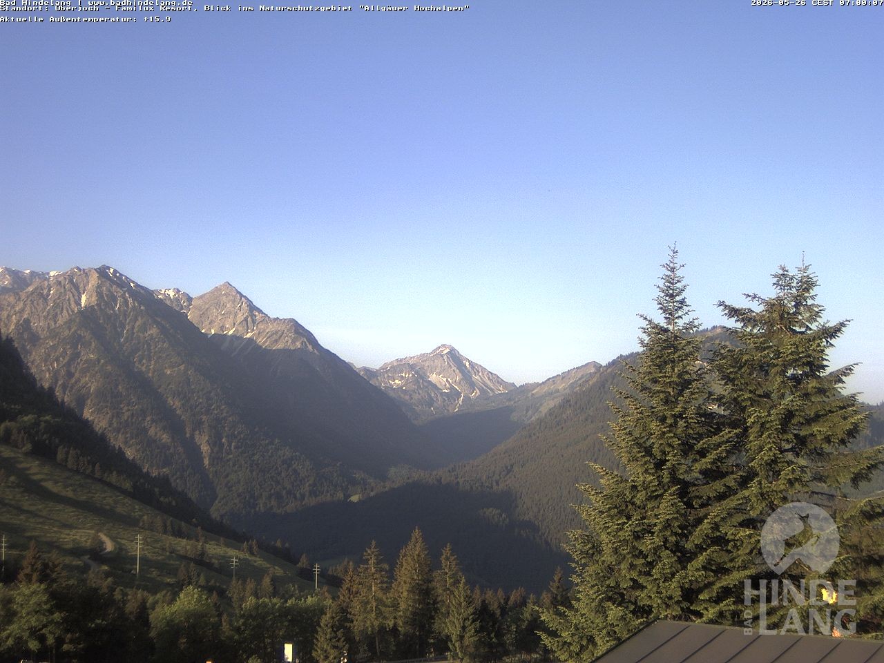 Archived image Webcam Kids hotel Oberjoch: view at the nature reseve "Allgäuer Hochalpen"