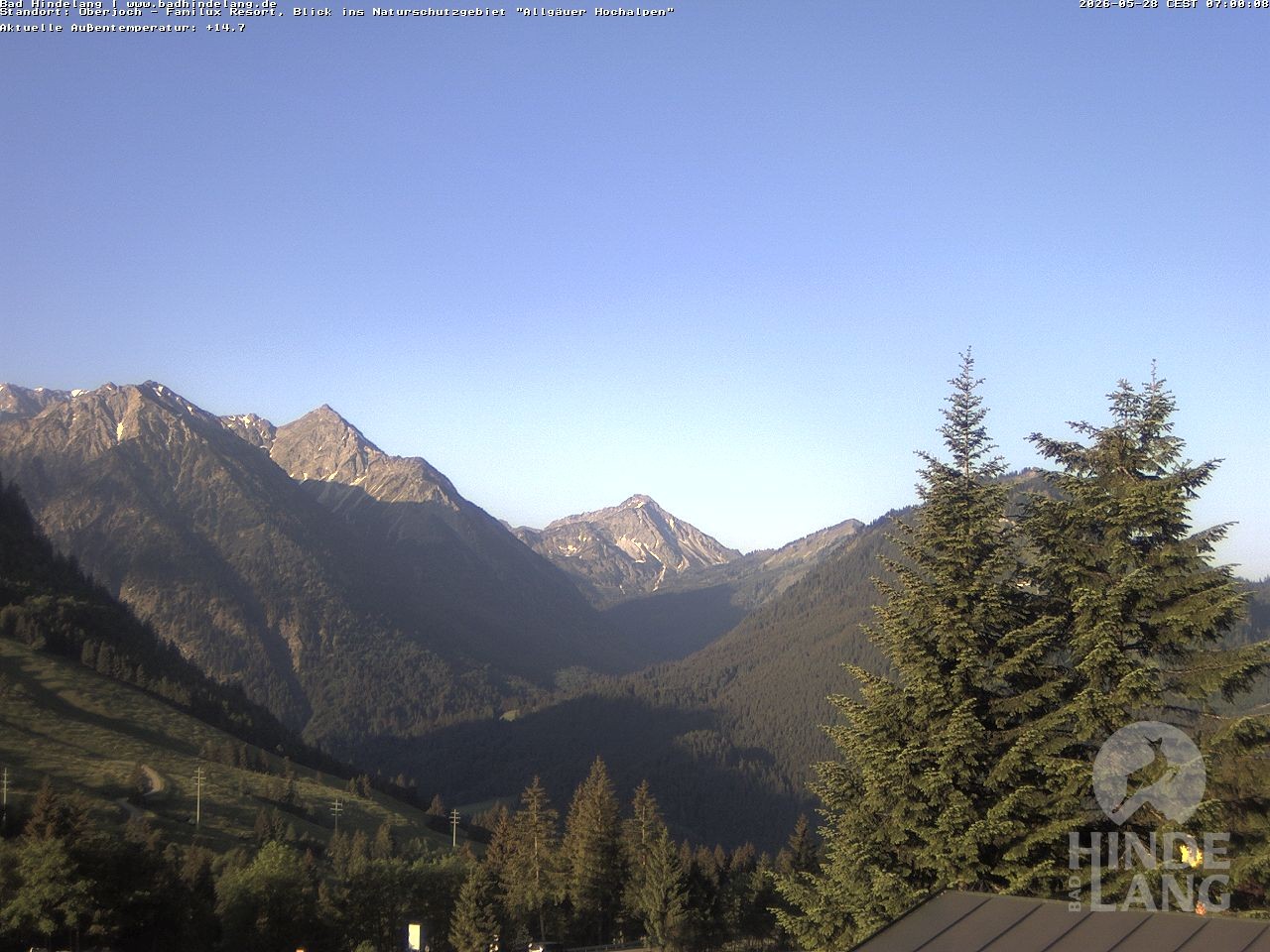 Archived image Webcam Kids hotel Oberjoch: view at the nature reseve "Allgäuer Hochalpen"