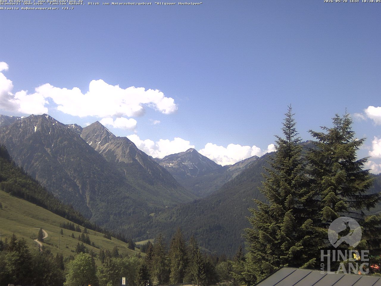 Archived image Webcam Kids hotel Oberjoch: view at the nature reseve "Allgäuer Hochalpen"