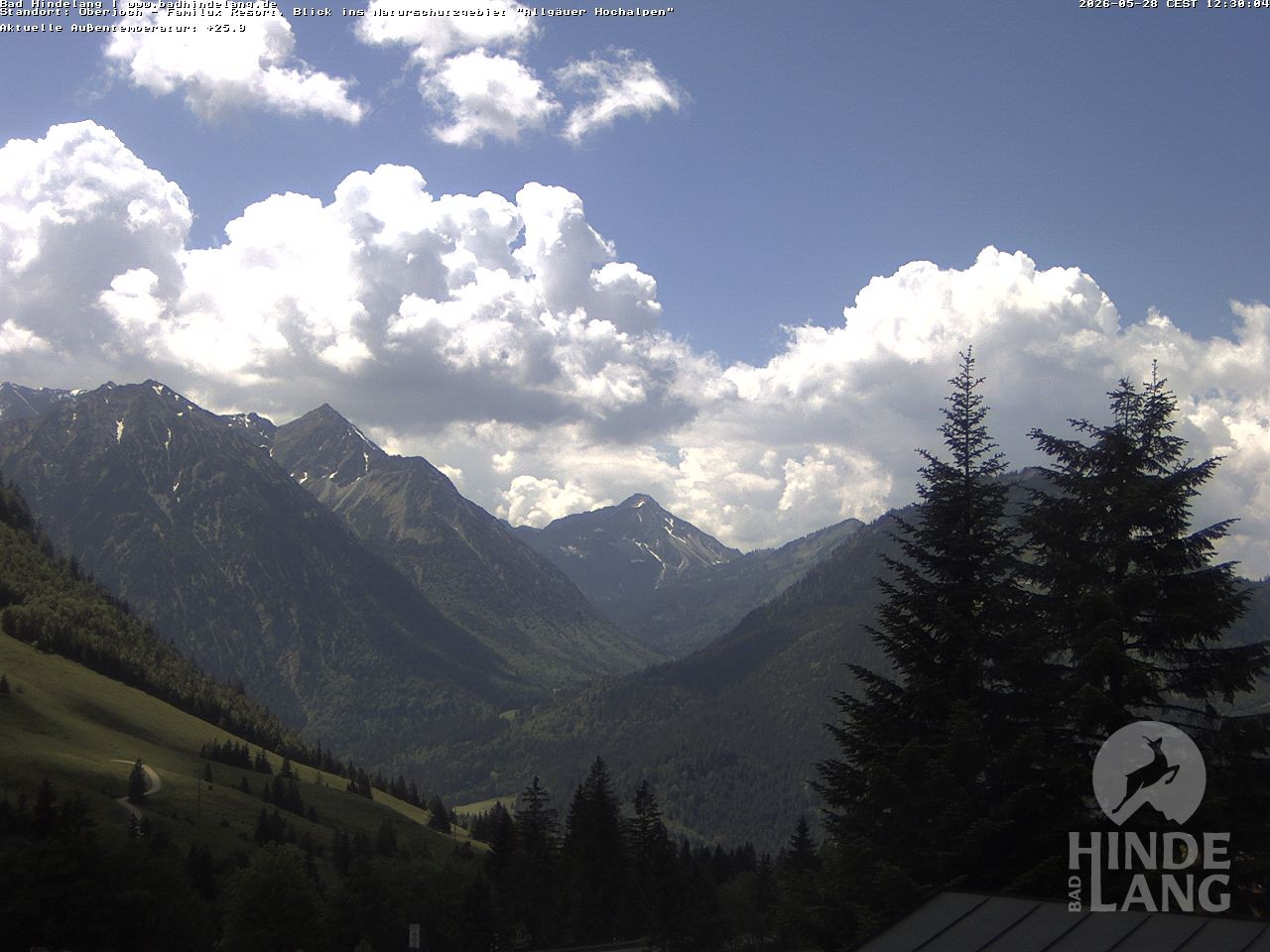 Archived image Webcam Kids hotel Oberjoch: view at the nature reseve "Allgäuer Hochalpen"