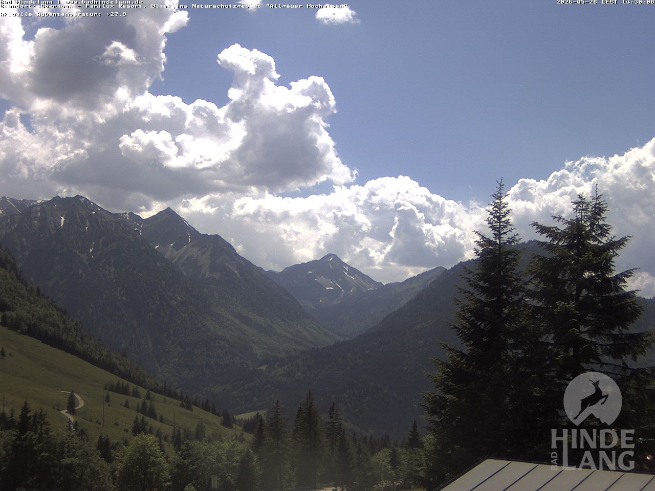 Archived image Webcam Kids hotel Oberjoch: view at the nature reseve "Allgäuer Hochalpen"