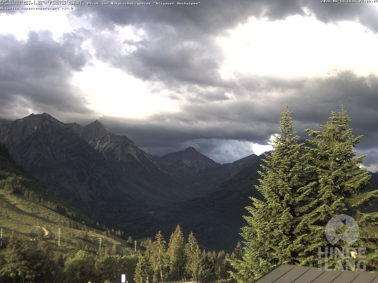 Archiv Foto Webcam Naturschutzgebiet "Allgäuer Hochalpen" vom Kinderhotel Oberjoch aus gesehen