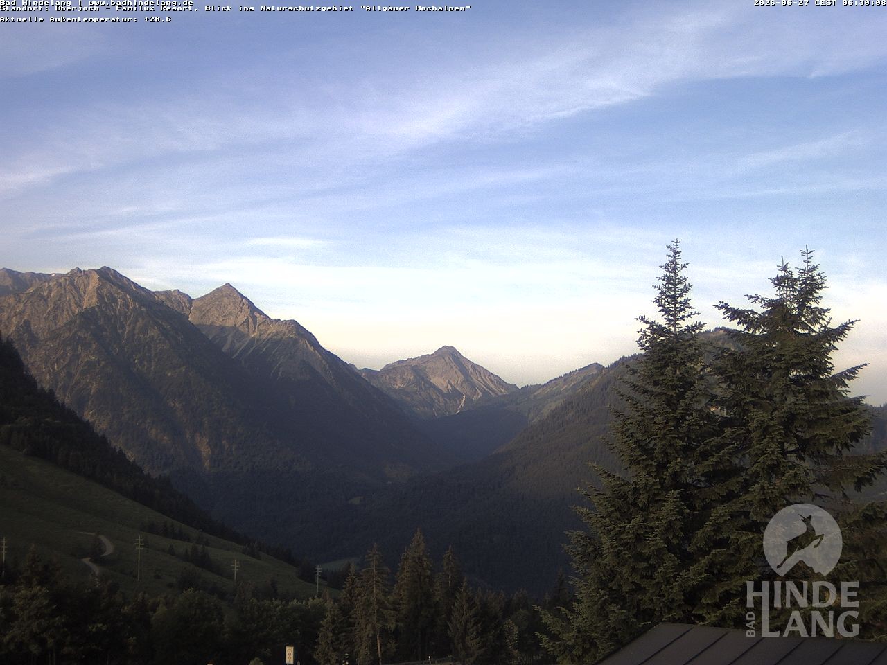 Archived image Webcam Kids hotel Oberjoch: view at the nature reseve "Allgäuer Hochalpen"