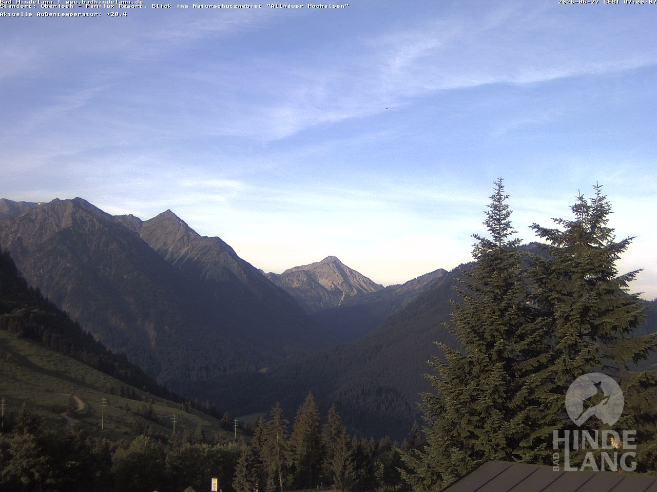 Archived image Webcam Kids hotel Oberjoch: view at the nature reseve "Allgäuer Hochalpen"