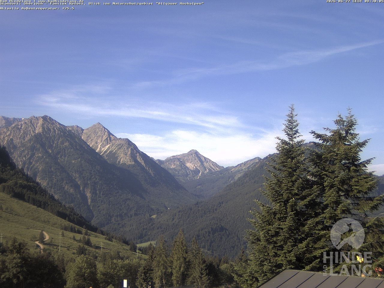 Archived image Webcam Kids hotel Oberjoch: view at the nature reseve "Allgäuer Hochalpen"