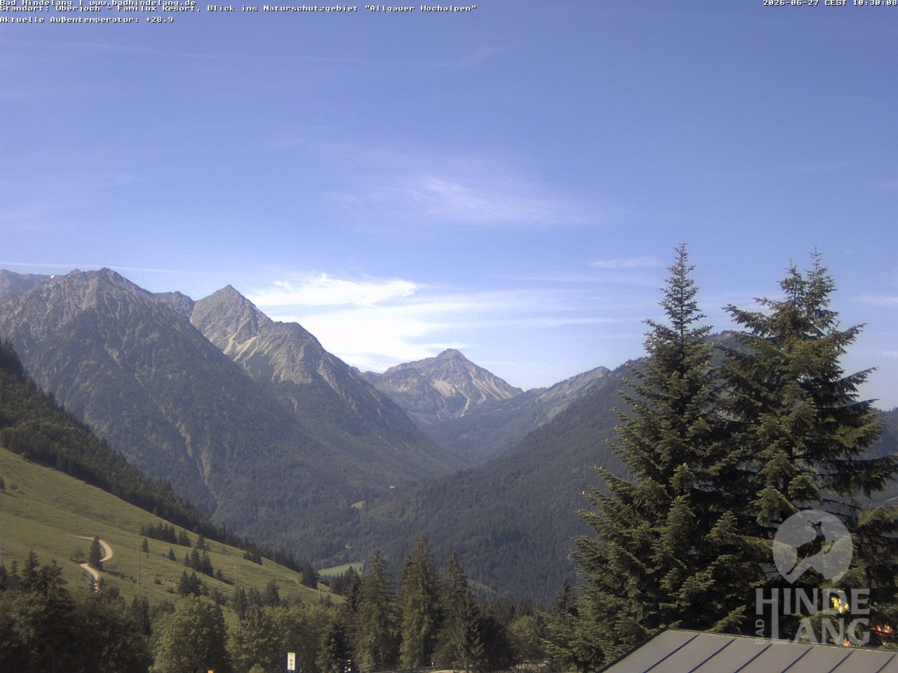 Archived image Webcam Kids hotel Oberjoch: view at the nature reseve "Allgäuer Hochalpen"