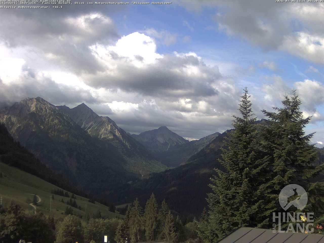 Archiv Foto Webcam Naturschutzgebiet "Allgäuer Hochalpen" vom Kinderhotel Oberjoch aus gesehen