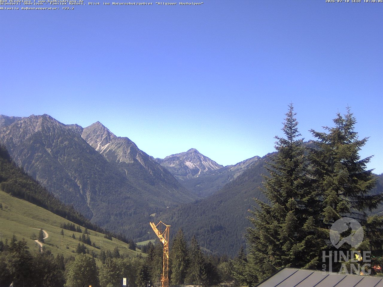 Archived image Webcam Kids hotel Oberjoch: view at the nature reseve "Allgäuer Hochalpen"
