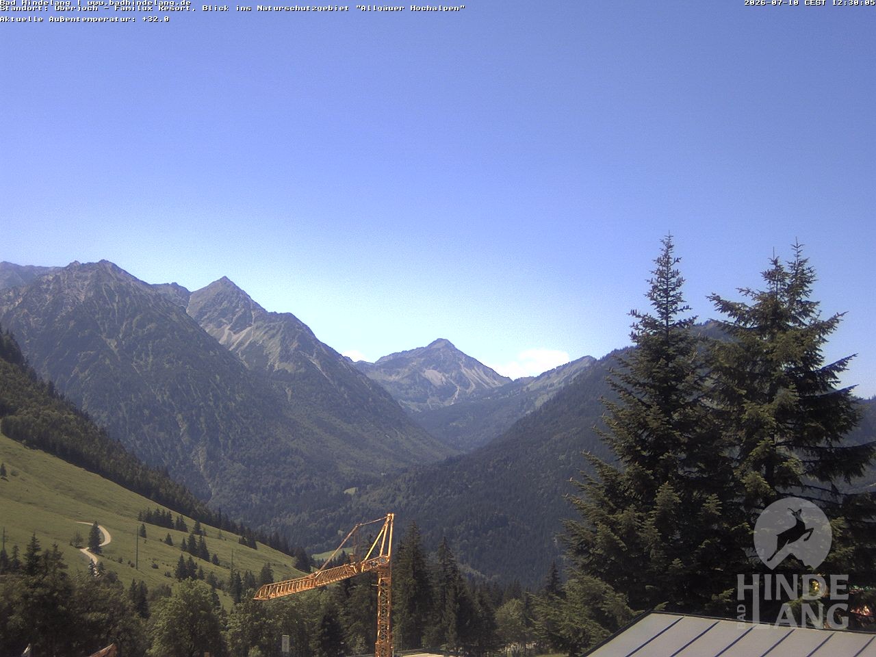 Archived image Webcam Kids hotel Oberjoch: view at the nature reseve "Allgäuer Hochalpen"